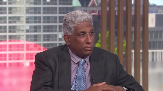 Dal Babu speaks to presenter in the Politics Live studio.