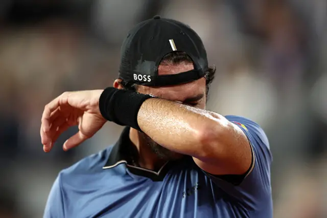 Matteo Berrettini of Italy reacts