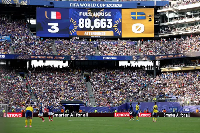 A general view as the screen shows an attendance