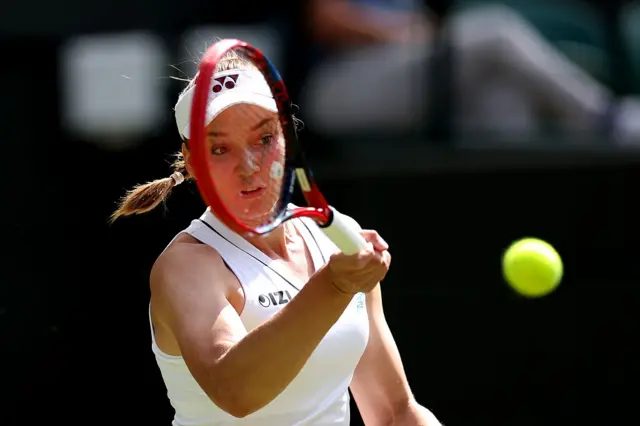Elena Rybakina of Kazakhstan plays a forehand