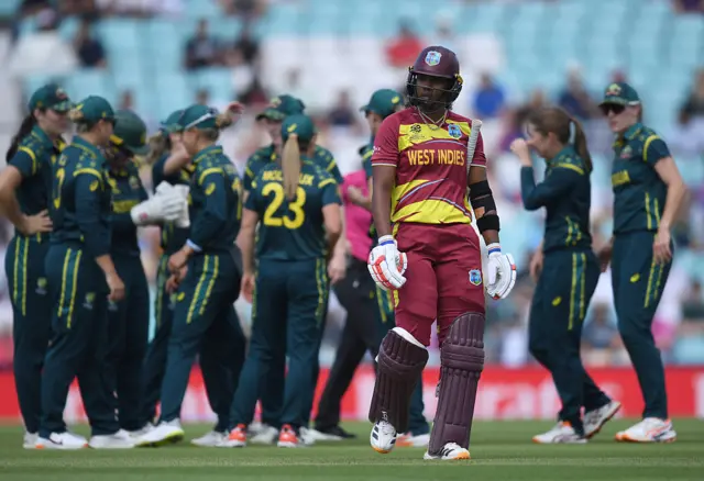West Indies captain Hayley Matthews after getting out v Australia