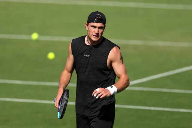 Jack Draper practicing at Wimbledon