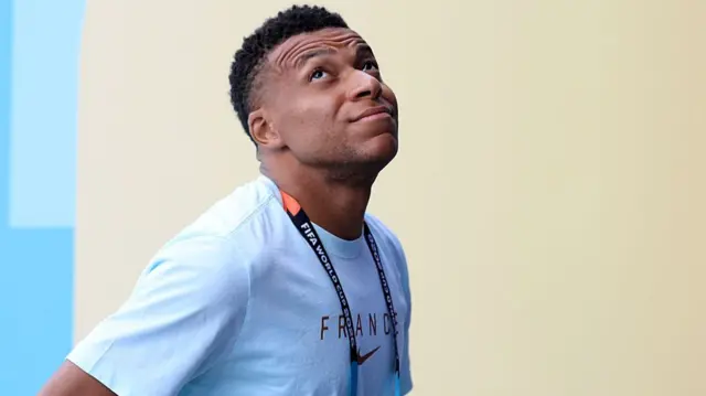Kylian Mbappe #10 of France arrives