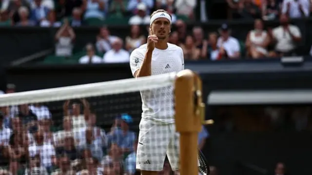 Zverev celebrating