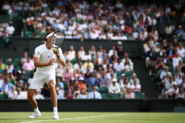 Alexander Zverev prepares to serve