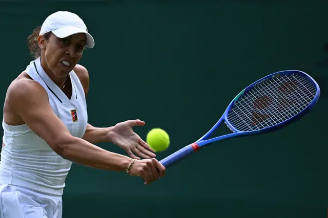 Madison Keys plays a return shot