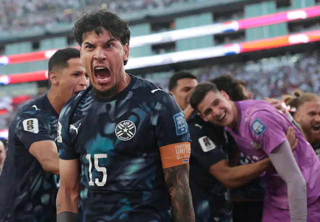 Gustavo Gomez of Paraguay celebrates