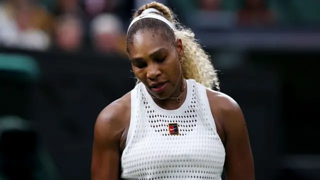 Serena Williams looks dejected