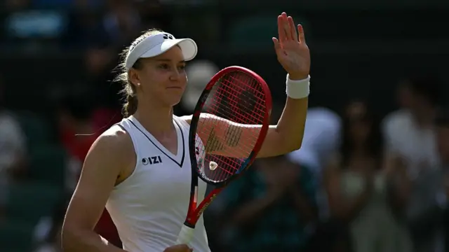 Elena Rybakina celebrates winning