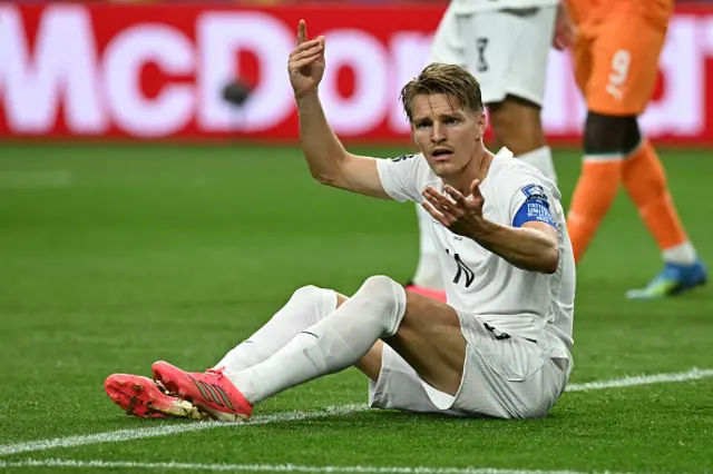 Martin Odegaard reacts