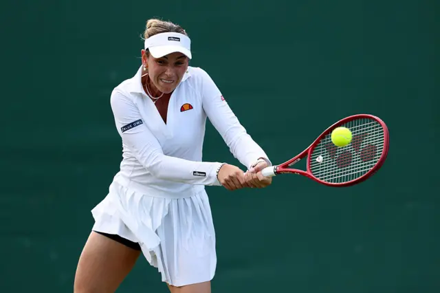 Donna Vekic of Croatia plays a backhand