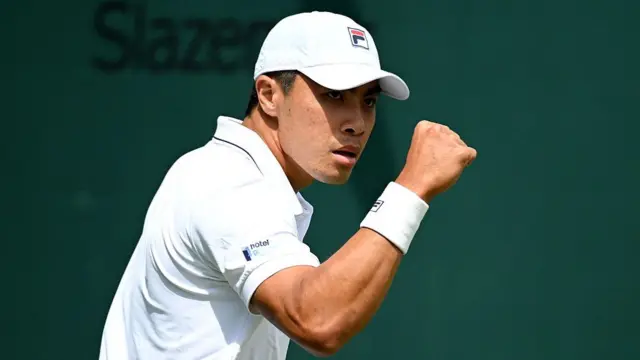 Brandon Nakashima celebrates