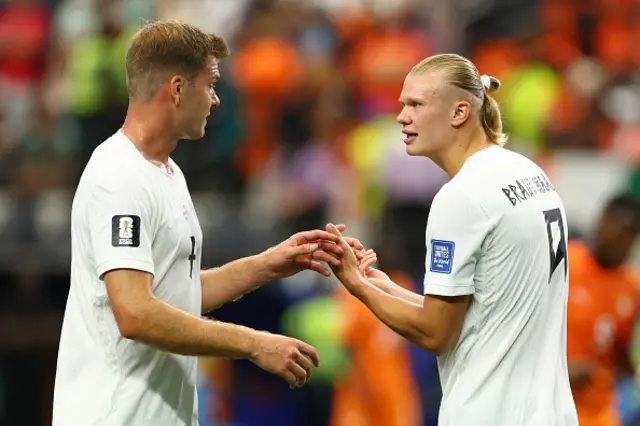 Erling Haaland of Norway reacts