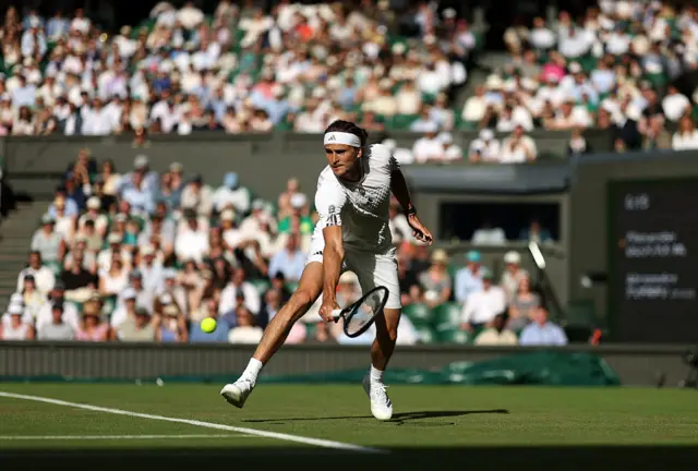Alexander Zverev of Germany plays a backhand