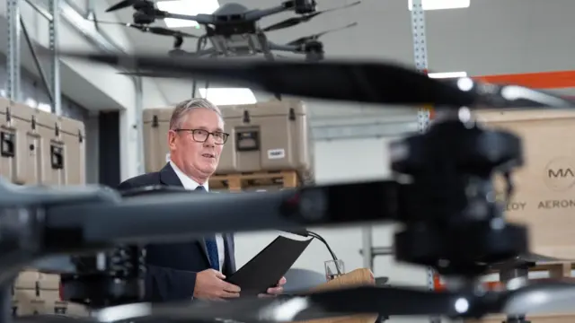Prime Minister Sir Keir Starmer delivers a speech during a visit to Malloy Aeronautics in Berkshire following the publication of the long-delayed defence investment plan (Dip