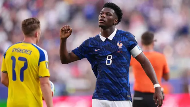 Aurelien Tchouameni of France celebrates the victory