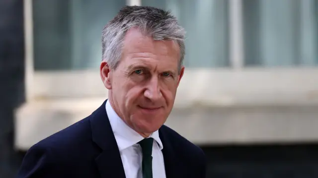 Dan Jarvis, wearing a black suit and tie, departs No 10 following a Cabinet meeting in London