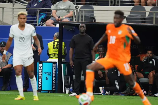 Head coach Emerse Fae of Ivory Coast looks on
