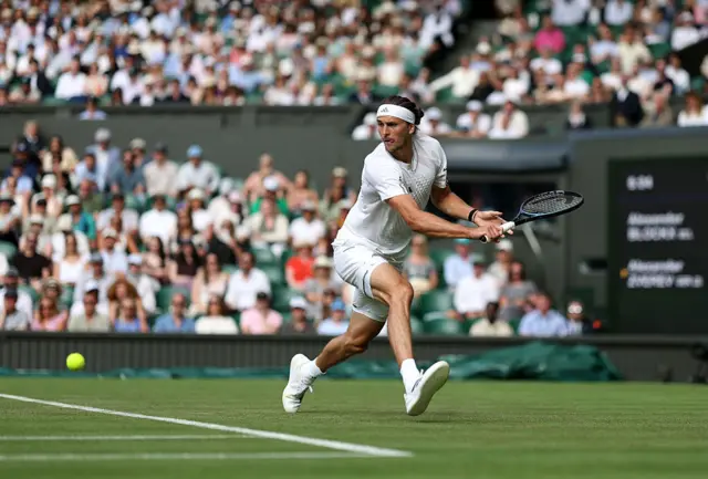 Alexander Zverev of Germany plays a backhand