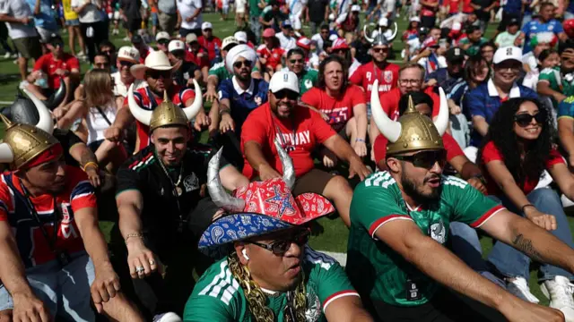 Norway fans cheer as they arrive before the FIFA World Cup 2026 Round Of 32 match between Cote d'Ivoire and Norway.