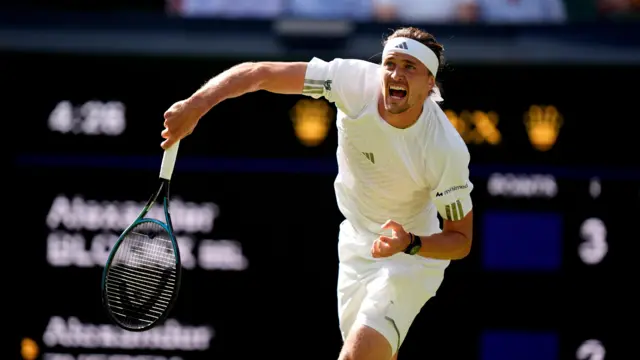 Alexander Zverev serves