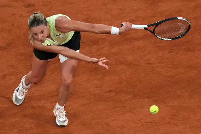 Poland's Maja Chwalinska plays a backhand