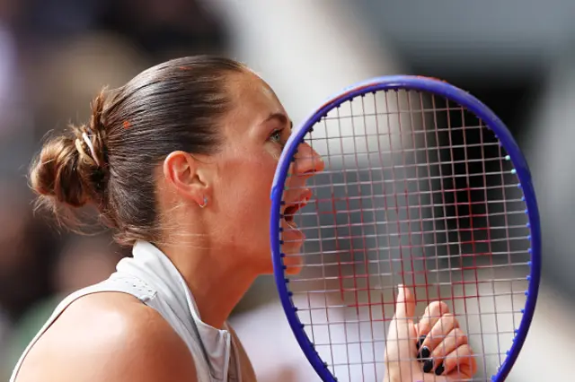 Marta Kostyuk of Ukraine reacts