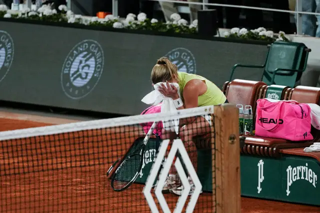 Maja Chwalinska of Poland celebrates winning match point