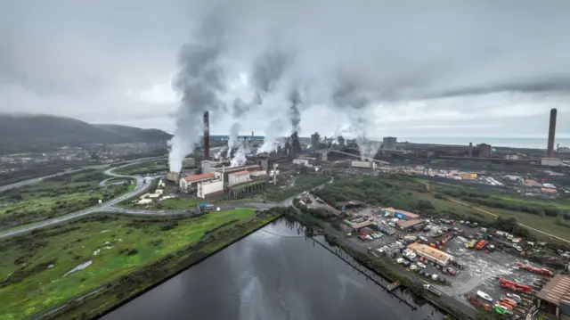 Aerial of Port Talbot steelworks