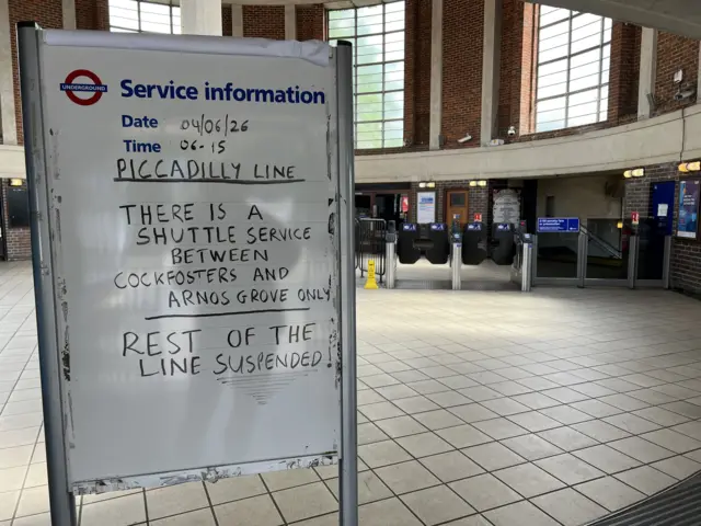 Tube strike sign inside Tube station