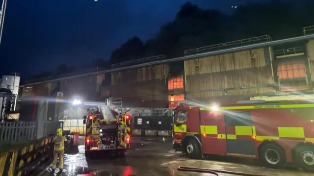 Fire engines pictured at scene