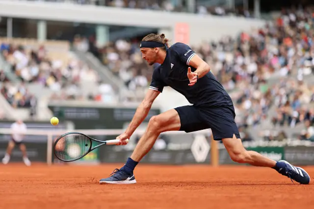 Alexander Zverev of Germany plays a backhand