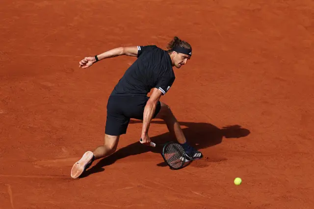 Alexander Zverev of Germany plays a backhand