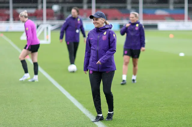 England manager Sarina Wiegman in training kit