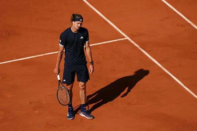 Germany's Alexander Zverev reacts