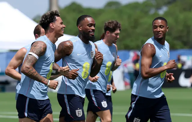England players jogging