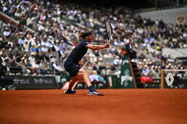Germany's Alexander Zverev plays a forehand
