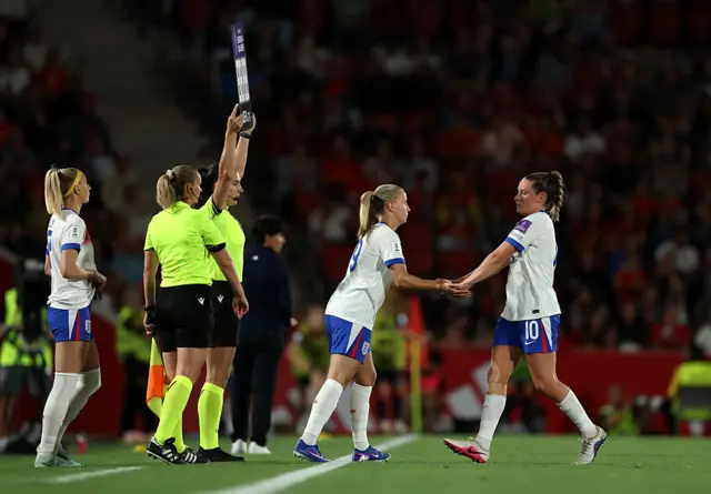 England substitutes enter the field