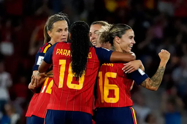 Spain players celebrate