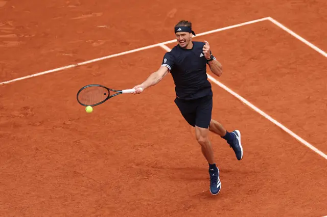 Alexander Zverev of Germany plays a forehand