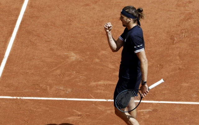 Alexander Zverev of Germany reacts