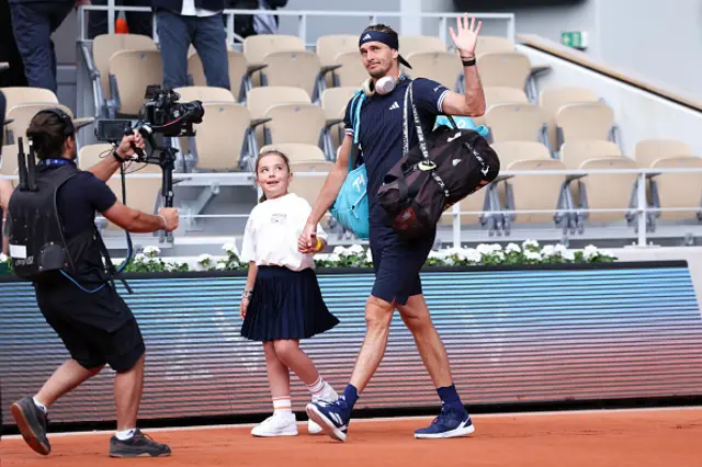 Germany's Alexander Zverev arrives on the court