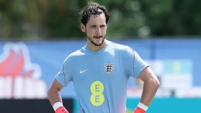 James Trafford of England looks on during a training session
