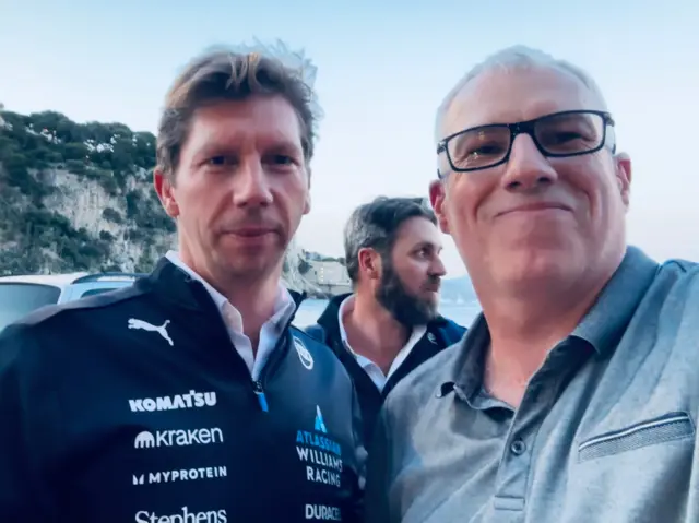 Mark Tranter's selfie with Williams team boss James Vowles in Monaco