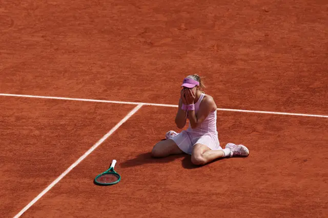 Mirra Andreeva celebrates