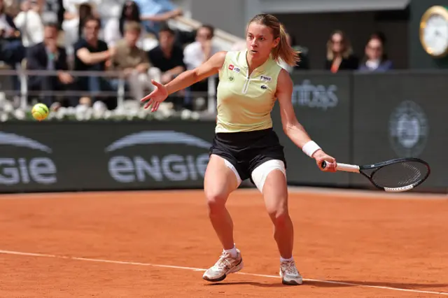 Poland's Maja Chwalinska plays a forehand