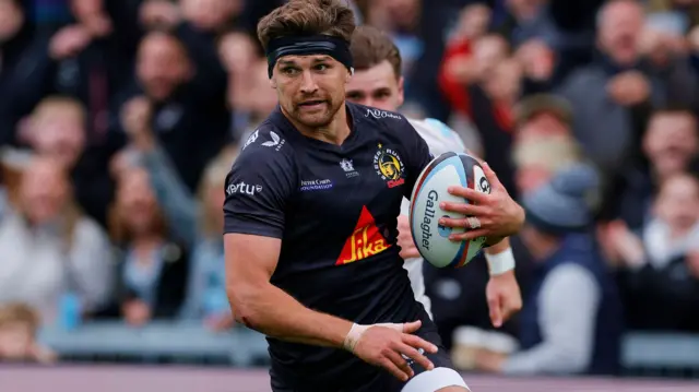 Henry Slade carries the ball