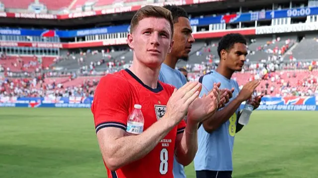 Elliot Anderson #8 of England applauds the fans at the end of the international friendly match between England and New Zealand