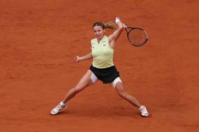 Maja Chwalinska of Poland plays a forehand