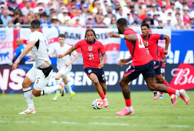 Rio Ngumoha of England runs with the ball during the international friendly match between England and New Zealand at Raymond James Stadium